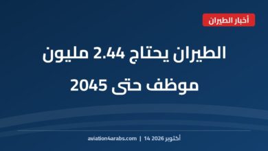 بطاقة خبر من الطيران للعرب بعنوان توقعات إيرباص: الطيران يحتاج 2.44 مليون موظف جديد بينهم 660 ألف طيار