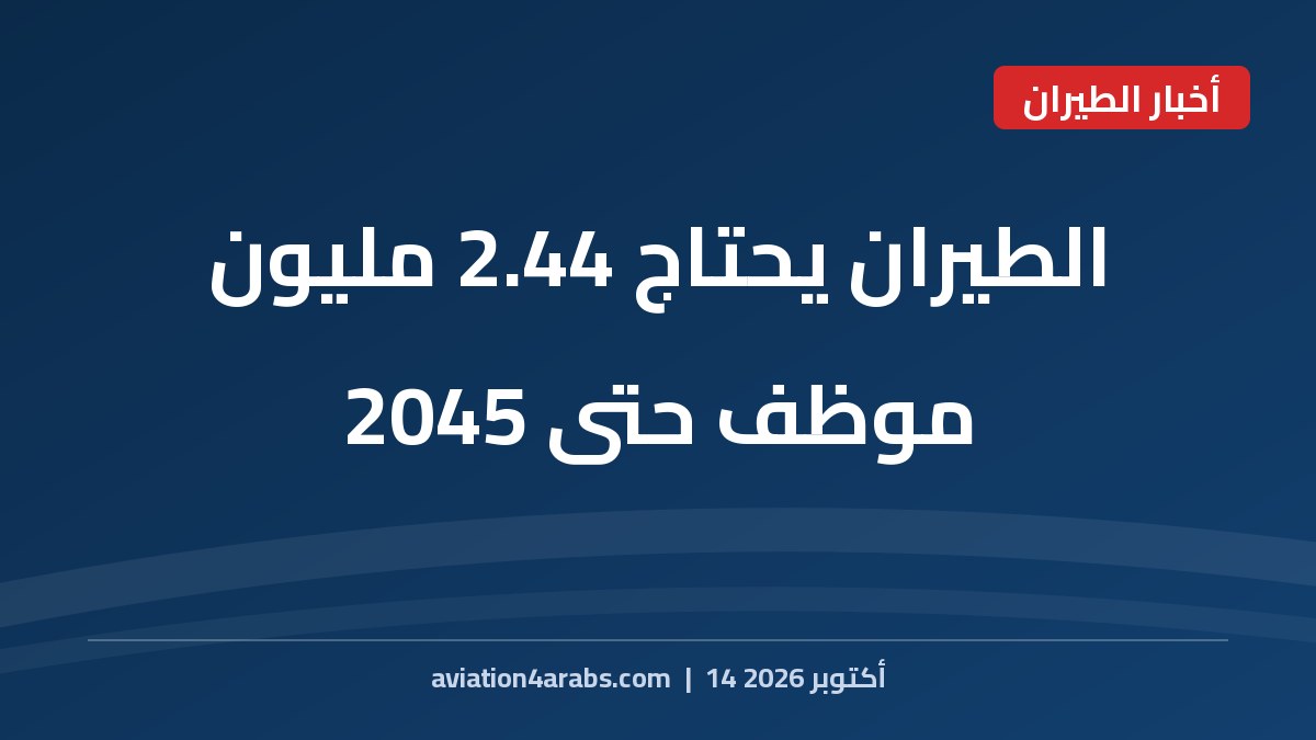 بطاقة خبر من الطيران للعرب بعنوان توقعات إيرباص: الطيران يحتاج 2.44 مليون موظف جديد بينهم 660 ألف طيار