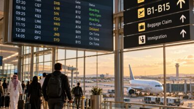 بطاقة صعود تظهر عليها رموز المطارات ومعانيها بحروف IATA الثلاثة