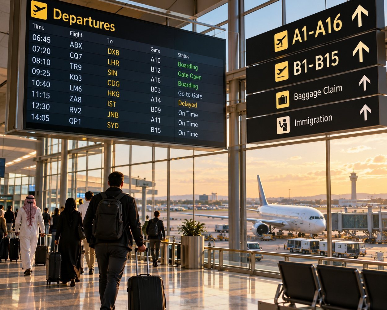 بطاقة صعود تظهر عليها رموز المطارات ومعانيها بحروف IATA الثلاثة