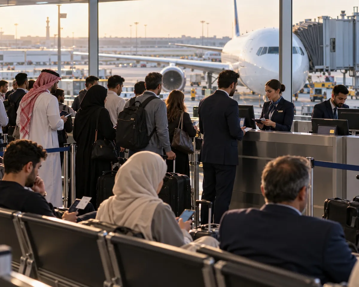 مسافر يركض نحو بوابة الصعود بعد إعلان إغلاق بوابة الصعود إلى الطائرة